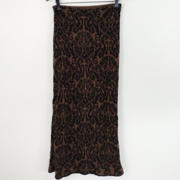 Millma Bolivia 100% Alpaca Maxi Skirt Size M Brown Boho Art to Wear - Picture 1 of 9
